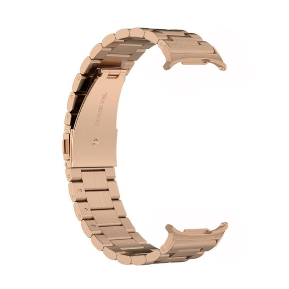 For Samsung Galaxy Watch8 / Watch8 Classic Three Beads Stainless Steel Watch Band with Removal Tool(Rose Gold)