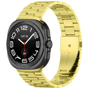 For Samsung Galaxy Watch8 / Watch8 Classic Three Beads Stainless Steel Watch Band with Removal Tool(Gold)