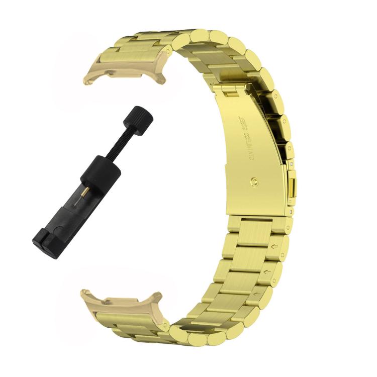 For Samsung Galaxy Watch8 / Watch8 Classic Three Beads Stainless Steel Watch Band with Removal Tool(Gold)