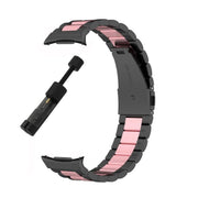 For Samsung Galaxy Watch8 / Watch8 Classic Three Beads Stainless Steel Watch Band with Removal Tool(Black Pink)