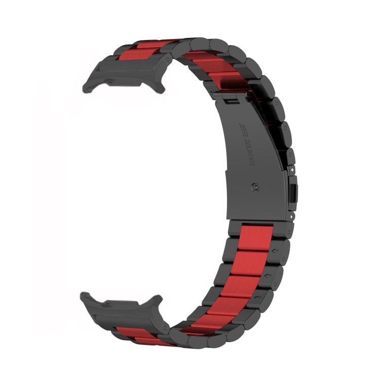 For Samsung Galaxy Watch8 / Watch8 Classic Three Beads Stainless Steel Watch Band with Removal Tool(Black Red)