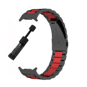 For Samsung Galaxy Watch8 / Watch8 Classic Three Beads Stainless Steel Watch Band with Removal Tool(Black Red)