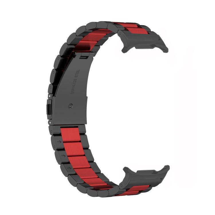 For Samsung Galaxy Watch8 / Watch8 Classic Three Beads Stainless Steel Watch Band with Removal Tool(Black Red)