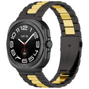 For Samsung Galaxy Watch8 / Watch8 Classic Three Beads Stainless Steel Watch Band with Removal Tool(Black Gold)