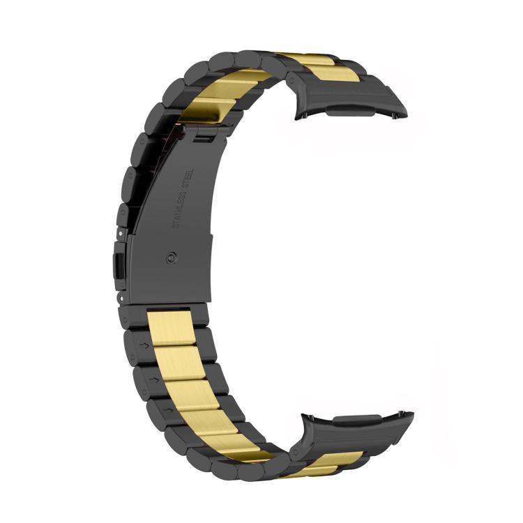 For Samsung Galaxy Watch8 / Watch8 Classic Three Beads Stainless Steel Watch Band with Removal Tool(Black Gold) - free shipping - PMC TechLife - Order now!