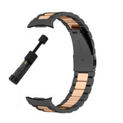 For Samsung Galaxy Watch8 / Watch8 Classic Three Beads Stainless Steel Watch Band with Removal Tool(Black Rose Gold)