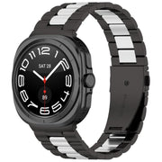 For Samsung Galaxy Watch8 / Watch8 Classic Three Beads Stainless Steel Watch Band with Removal Tool(Black Silver)