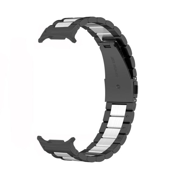 For Samsung Galaxy Watch8 / Watch8 Classic Three Beads Stainless Steel Watch Band with Removal Tool(Black Silver)