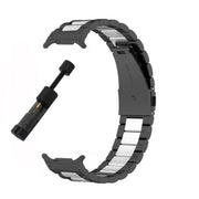 For Samsung Galaxy Watch8 / Watch8 Classic Three Beads Stainless Steel Watch Band with Removal Tool(Black Silver)