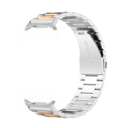 For Samsung Galaxy Watch8 / Watch8 Classic Three Beads Stainless Steel Watch Band with Removal Tool(Silver Rose Gold)