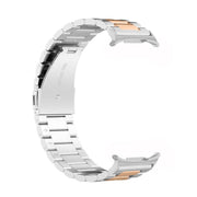 For Samsung Galaxy Watch8 / Watch8 Classic Three Beads Stainless Steel Watch Band with Removal Tool(Silver Rose Gold)