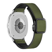 For Samsung Galaxy Watch8 / Watch8 Classic Square Magnetic Buckle Leather Skin Silicone Watch Band(Crazy Horse Green)