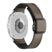 For Samsung Galaxy Watch8 / Watch8 Classic Square Magnetic Buckle Leather Skin Silicone Watch Band(Brown)