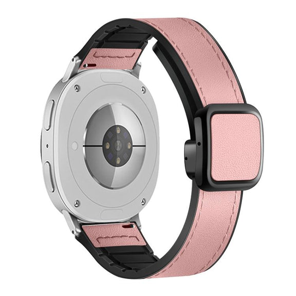 For Samsung Galaxy Watch8 / Watch8 Classic Square Magnetic Buckle Leather Skin Silicone Watch Band(Pink)