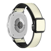 For Samsung Galaxy Watch8 / Watch8 Classic Square Magnetic Buckle Leather Skin Silicone Watch Band(Beige)