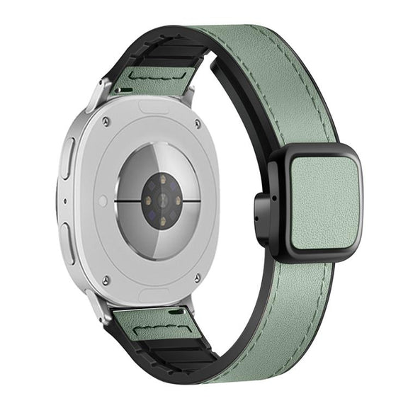 For Samsung Galaxy Watch8 / Watch8 Classic Square Magnetic Buckle Leather Skin Silicone Watch Band(Azure)