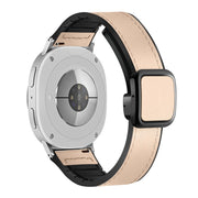 For Samsung Galaxy Watch8 / Watch8 Classic Square Magnetic Buckle Leather Skin Silicone Watch Band(Apricot)