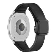 For Samsung Galaxy Watch8 / Watch8 Classic Square Magnetic Buckle Leather Skin Silicone Watch Band(Black)