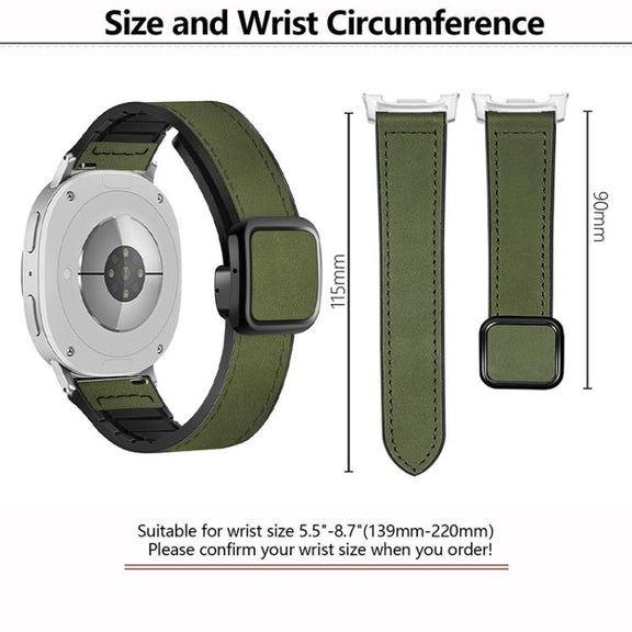 For Samsung Galaxy Watch8 / Watch8 Classic Square Magnetic Buckle Leather Skin Silicone Watch Band(Black)