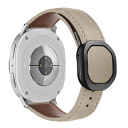 For Samsung Galaxy Watch8 / Watch8 Classic Magnetic Fold Genuine Buckle Leather Watch Band(Apricot)