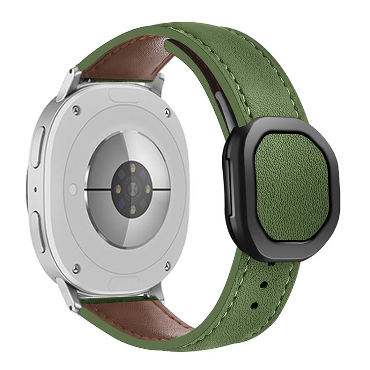For Samsung Galaxy Watch8 / Watch8 Classic Magnetic Fold Genuine Buckle Leather Watch Band(Army Green) - free shipping - PMC TechLife - Order now!