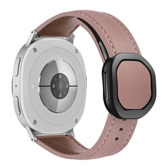 For Samsung Galaxy Watch8 / Watch8 Classic Magnetic Fold Genuine Buckle Leather Watch Band(Bean Paste)