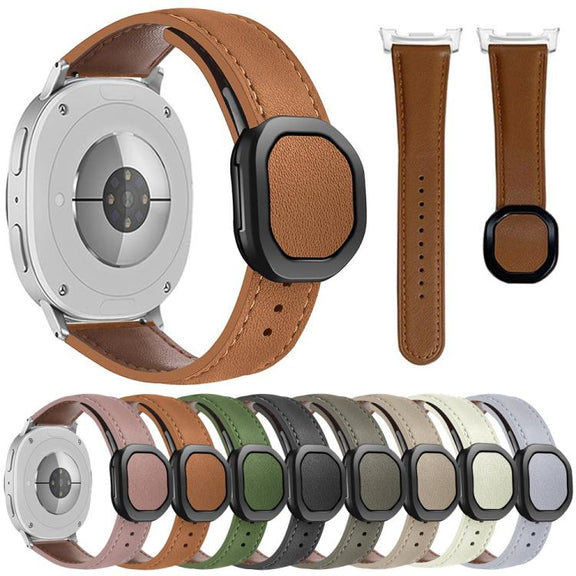 For Samsung Galaxy Watch8 / Watch8 Classic Magnetic Fold Genuine Buckle Leather Watch Band(Bean Paste)