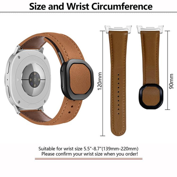 For Samsung Galaxy Watch8 / Watch8 Classic Magnetic Fold Genuine Buckle Leather Watch Band(Bean Paste)
