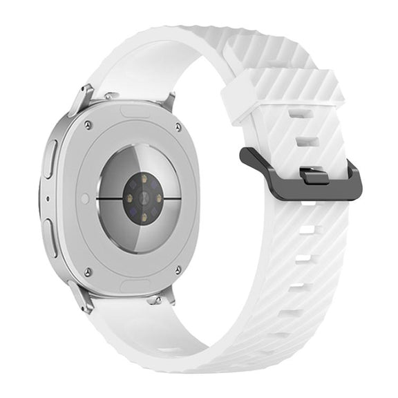 For Samsung Galaxy Watch8 / Watch8 Classic Black Buckle Spruce Silicone Watch Band(White)