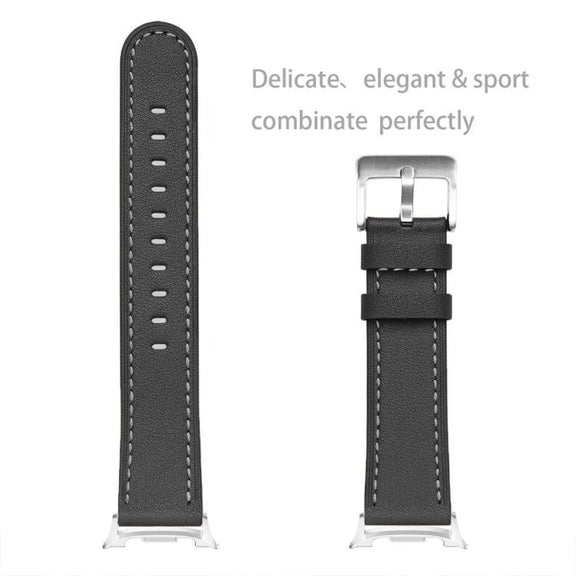 For Samsung Galaxy Watch8 / Watch8 Classic Round Tail Square Buckle Leather Watch Band(Black)