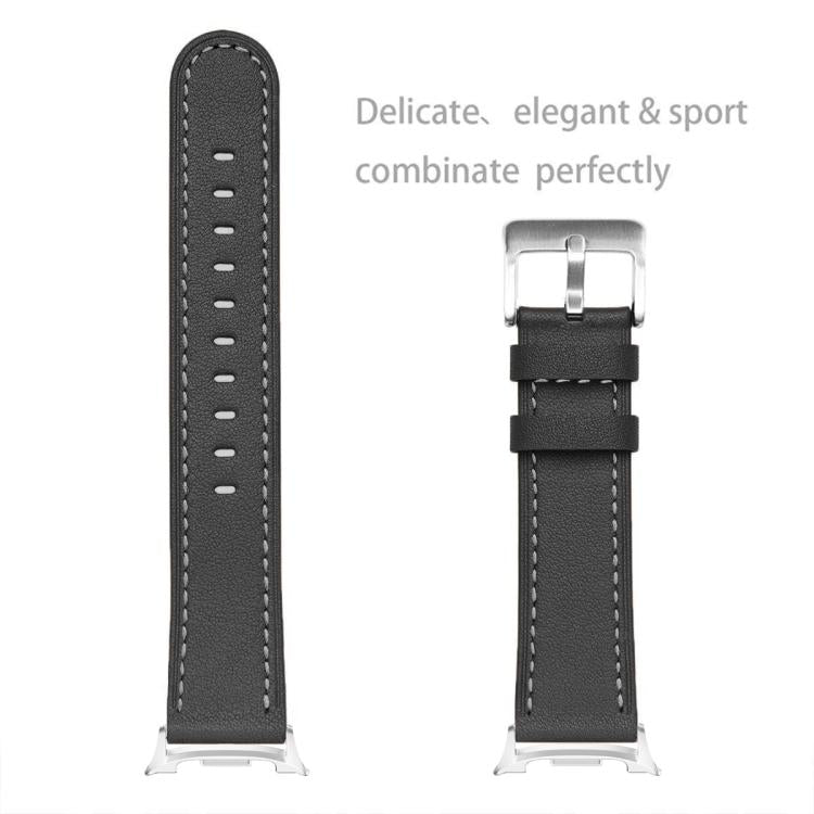 For Samsung Galaxy Watch8 / Watch8 Classic Round Tail Square Buckle Leather Watch Band(Black)