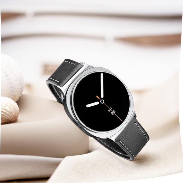 For Samsung Galaxy Watch8 / Watch8 Classic Round Tail Square Buckle Leather Watch Band(Black)