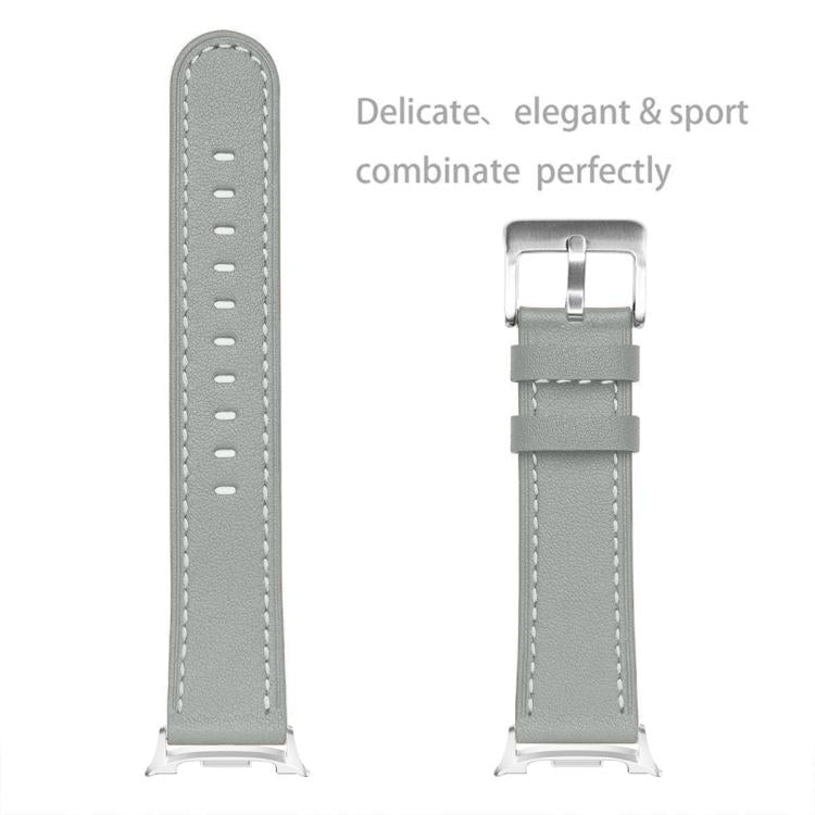 For Samsung Galaxy Watch8 / Watch8 Classic Round Tail Square Buckle Leather Watch Band(Gray)