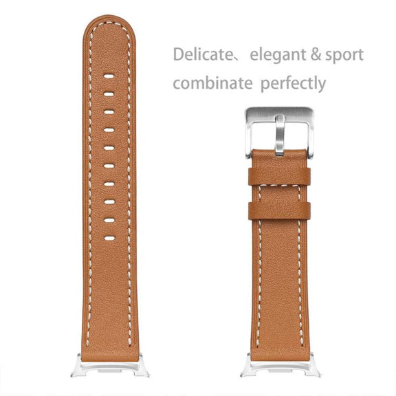 For Samsung Galaxy Watch8 / Watch8 Classic Round Tail Square Buckle Leather Watch Band(Brown)