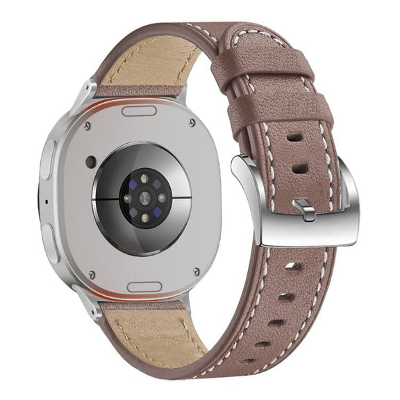 For Samsung Galaxy Watch8 / Watch8 Classic Round Tail Square Buckle Leather Watch Band(Cocoa)