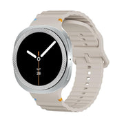 For Samsung Galaxy Watch8 40mm Rhombic Texture Bezel and Wavy Grain Stitched Color Buckle Silicone Watch Band(Starlight Silver)