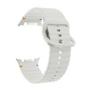 For Samsung Galaxy Watch8 40mm Rhombic Texture Bezel and Wavy Grain Stitched Color Buckle Silicone Watch Band(Starlight Silver)