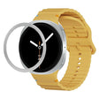 For Samsung Galaxy Watch8 40mm Rhombic Texture Bezel and Wavy Grain Stitched Color Buckle Silicone Watch Band(Yellow Silver) - free shipping - PMC TechLife - Order now!