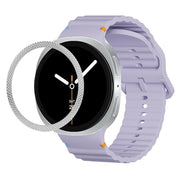 For Samsung Galaxy Watch8 40mm Rhombic Texture Bezel and Wavy Grain Stitched Color Buckle Silicone Watch Band(Purple Silver)