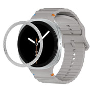 For Samsung Galaxy Watch8 40mm Rhombic Texture Bezel and Wavy Grain Stitched Color Buckle Silicone Watch Band(Gray Silver)