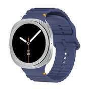 For Samsung Galaxy Watch8 40mm Rhombic Texture Bezel and Wavy Grain Stitched Color Buckle Silicone Watch Band(Midnight Blue Silver)