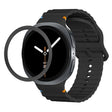 For Samsung Galaxy Watch8 40mm Rhombic Texture Bezel and Wavy Grain Stitched Color Buckle Silicone Watch Band(Black Black) - free shipping - PMC TechLife - Order now!