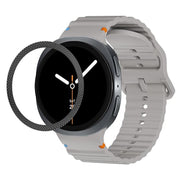 For Samsung Galaxy Watch8 40mm Rhombic Texture Bezel and Wavy Grain Stitched Color Buckle Silicone Watch Band(Gray Black)