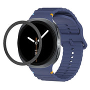 For Samsung Galaxy Watch8 40mm Rhombic Texture Bezel and Wavy Grain Stitched Color Buckle Silicone Watch Band(Midnight Blue Black)
