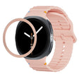 For Samsung Galaxy Watch8 40mm Rhombic Texture Bezel and Wavy Grain Stitched Color Buckle Silicone Watch Band(Pink Rose Gold) - free shipping - PMC TechLife - Order now!