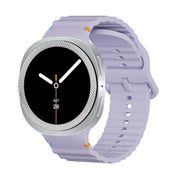 For Samsung Galaxy Watch8 44mm Rhombic Texture Bezel and Wavy Grain Stitched Color Buckle Silicone Watch Band(Purple Silver)