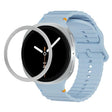 For Samsung Galaxy Watch8 44mm Rhombic Texture Bezel and Wavy Grain Stitched Color Buckle Silicone Watch Band(Light Blue Silver) - free shipping - PMC TechLife - Order now!