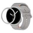 For Samsung Galaxy Watch8 44mm Rhombic Texture Bezel and Wavy Grain Stitched Color Buckle Silicone Watch Band(Gray Silver) - free shipping - PMC TechLife - Order now!
