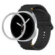 For Samsung Galaxy Watch8 44mm Rhombic Texture Bezel and Wavy Grain Stitched Color Buckle Silicone Watch Band(Black Silver) - free shipping - PMC TechLife - Order now!
