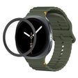 For Samsung Galaxy Watch8 44mm Rhombic Texture Bezel and Wavy Grain Stitched Color Buckle Silicone Watch Band(Army Green Black) - free shipping - PMC TechLife - Order now!